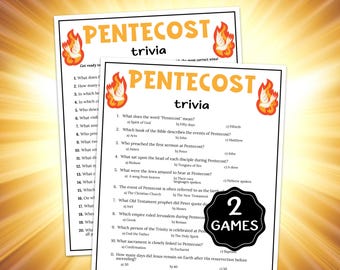 Pinkstertrivia-spel, afdrukbaar Pinksterspel, zondagsschoolspel, Bijbelstudie-activiteiten voor kinderen en volwassenen, christelijk ijsbrekerspel
