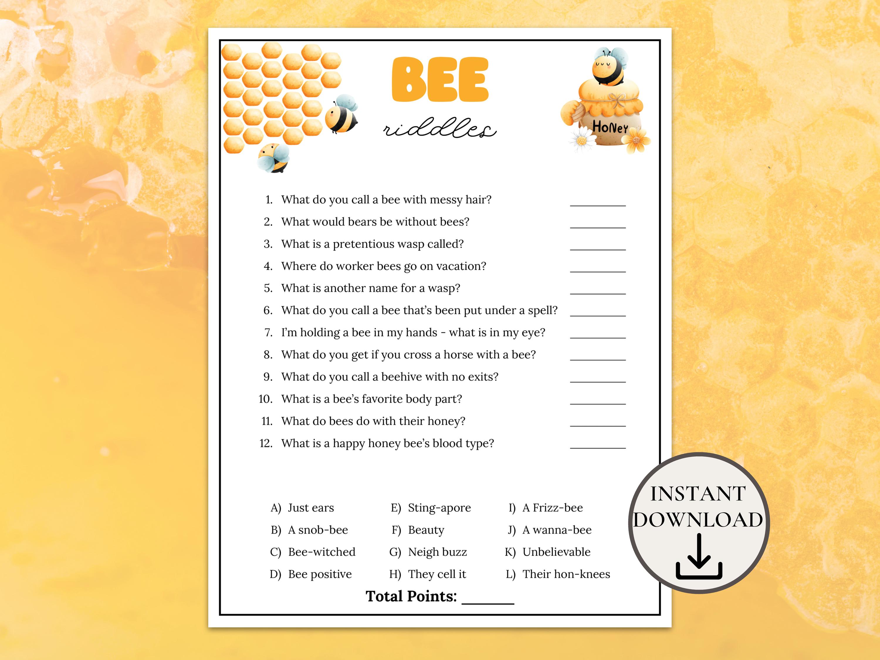 Graph And Bee Riddle Bee Riddles, Bee Jokes and Puns for Kids & Adults, Honey Bee Baby ...