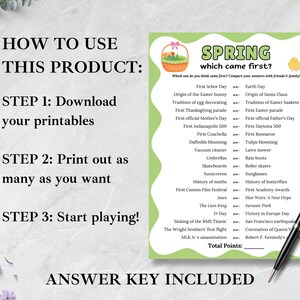 Spring Trivia Game, Which Came First Spring Game, Spring Party Games ...