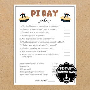 Pi Day Jokes, Math Jokes and Puns, Pi Day Activities for Kids & Adults, Pi Day Party, Fun Pi Day Games, Math Teacher Appreciation Gifts