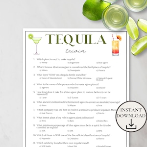 Tequila Trivia, Tequila Game, Cinco de Mayo Games, Tequila Theme Bachelorette Party, Mexican Fiesta Party Games, Adult Drinking Games