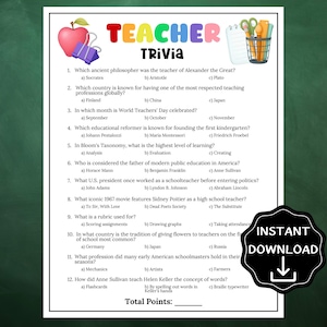 Lehrer-Trivia-Spiel, Zurück zu Schulaktivität, Eisbrecher-Spiel für Lehrer, Lehrer-Ruhestands-Partyspiel, Spielideen für Lehreranerkennung