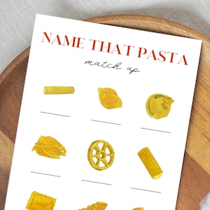 Pasta Form Trivia, Italienisches Essen Trivia, Pasta Spiele für Kinder & Erwachsene, Pasta Dinner Party, Italienisches Thema Babyparty, Pasta Themen Geburtstag