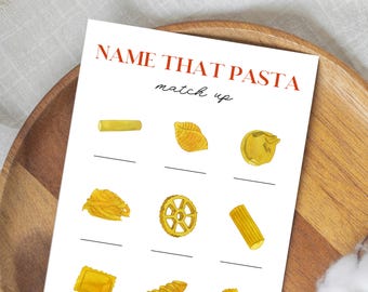 Pasta Shape Trivia, Italian Food Trivia, Pasta Games for Kids & Adults, Pasta Dinner Party, Italian Theme Baby Shower, Pasta Themed Birthday