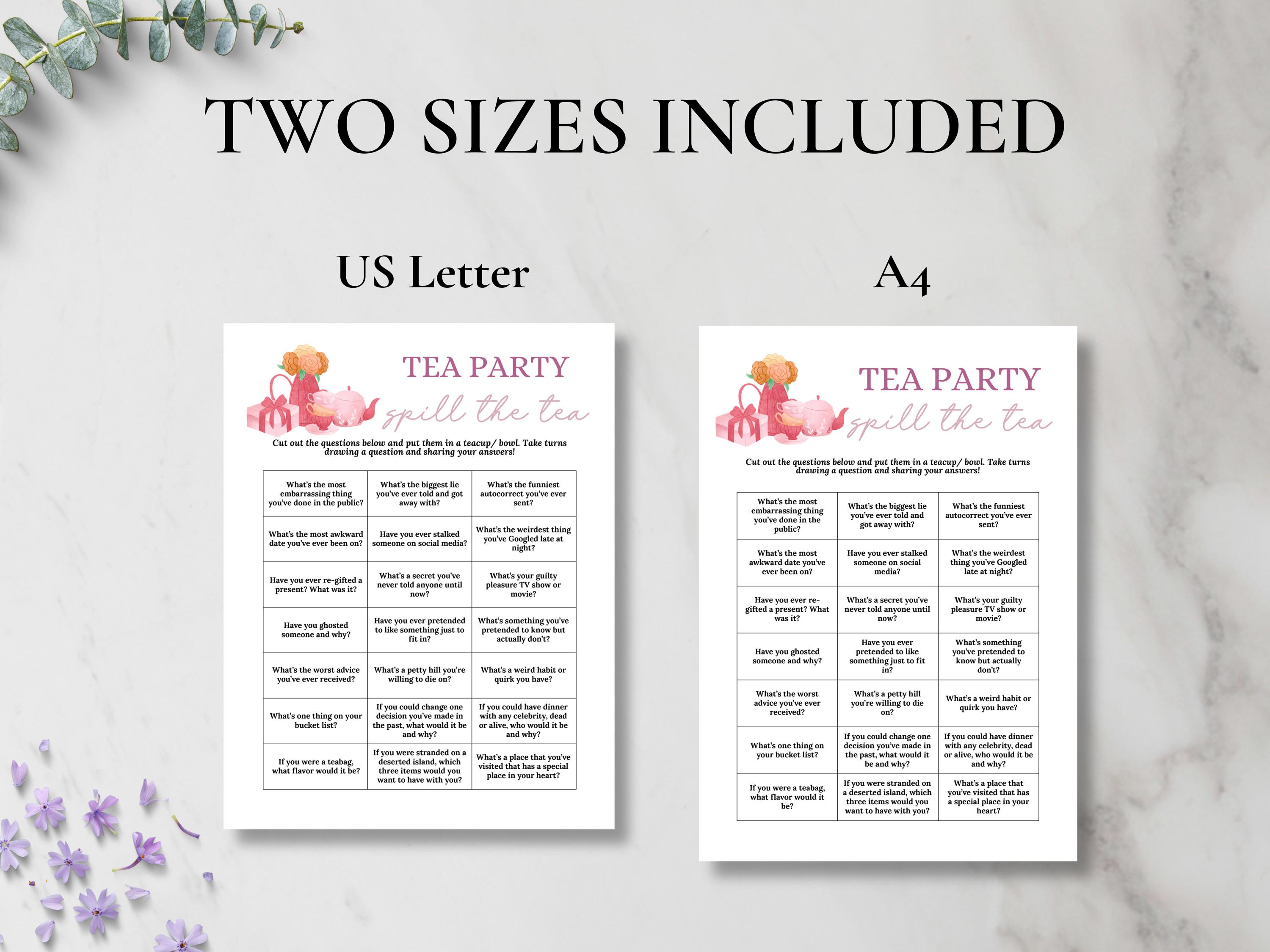 Spill the Tea Game, Tea Party Games Printable, Ladies Luncheon Game ...