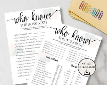 Who Knows The Boss Best Game, Boss Trivia, Office Party Game, Team Building Game, How Well Do You Know The Boss, End of Year Party Game