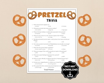 Pretzel Trivia Game, Oktoberfest Party Game for Kids & Adults, German Party Game, Beer Party, Pretzel Day Activities, Fun Office Party Ideas
