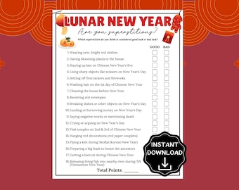 Lunar New Year Superstitions Game, 2026 Chinese New Year Dos and Don'ts, Lunar New Year Trivia, Chinese Party Games, Lunar New Year Party