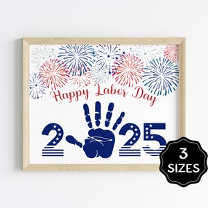 Arte con le impronte delle mani per il Labor Day 2025, lavoretto per il Labor Day, attività artistica con le impronte delle mani per asili nido o scuole materne per bambini piccoli, neonati e bambini, ricordo con le impronte delle mani del bambino
