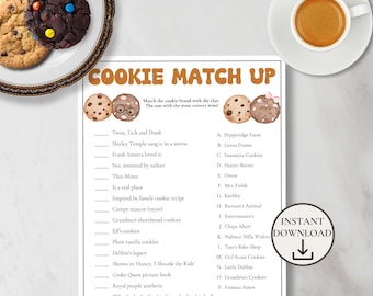 Cookie Matchup Game, Cookie Themed Games for Kids, Milk and Cookie Birthday Party Ideas, Cookie Swap Party Games,Cookie Exchange Party Games