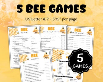 Paquete de juegos de abejas, juego de trivia de abejas, juego de baby shower de abejas, actividades para el Día de las Abejas para niños y adultos, juego de cumpleaños de abejas, revelación de género con temática de abejas