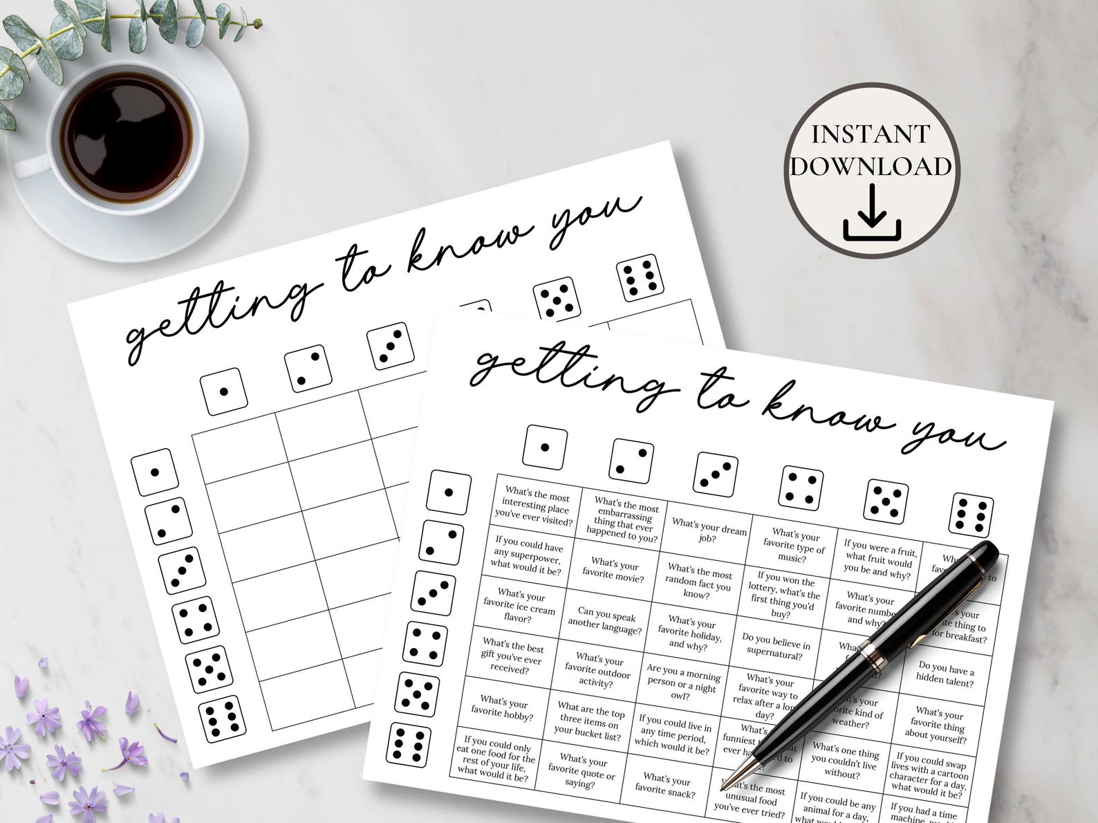 Getting to Know You Printable Game, Dicebreaker Roll and Tell Game ...