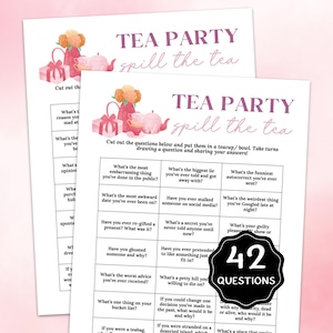 Verschütten Sie den Tee Spiel, Tee-Party-Spiele zum Ausdrucken, Damen Luncheon Spiel, Tee-Party-Aktivität für Frauen, Kirchen-Tee-Party-Spiel, High Tea Party