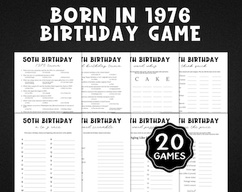 50th Birthday Game Bundle, Born in 1976 Games, 50th Birthday Games, 1976 Birthday Games, 50th Birthday Party Games Printable, 1976 Trivia