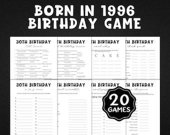 30th Birthday Game Bundle, Born in 1996 Games, 30th Birthday Games, 1996 Birthday Games, 30th Birthday Party Games Printable, 1996 Trivia
