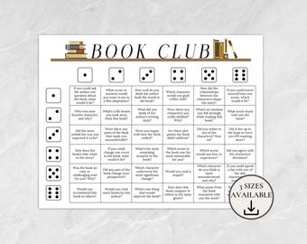Book Club Discussion Questions Printable, Book Review Dice Game,Book Club Activity,Book Club Icebreaker Questions Game,Get To Know You Game