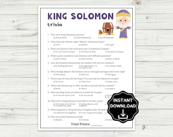 King Solomon Trivia Game, Wisdom of Solomon Activities, Sunday School Bible Games for Kids, Old Testament Bible Study Game, Church Lessons