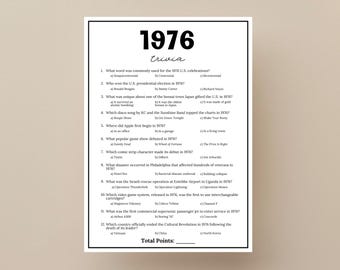 1976 Trivia Game, 50th Birthday Games, Born in 1976 Games, 1976 Class Reunion Games, 50th Anniversary Games, 1976 Fun Facts, Birthday Trivia