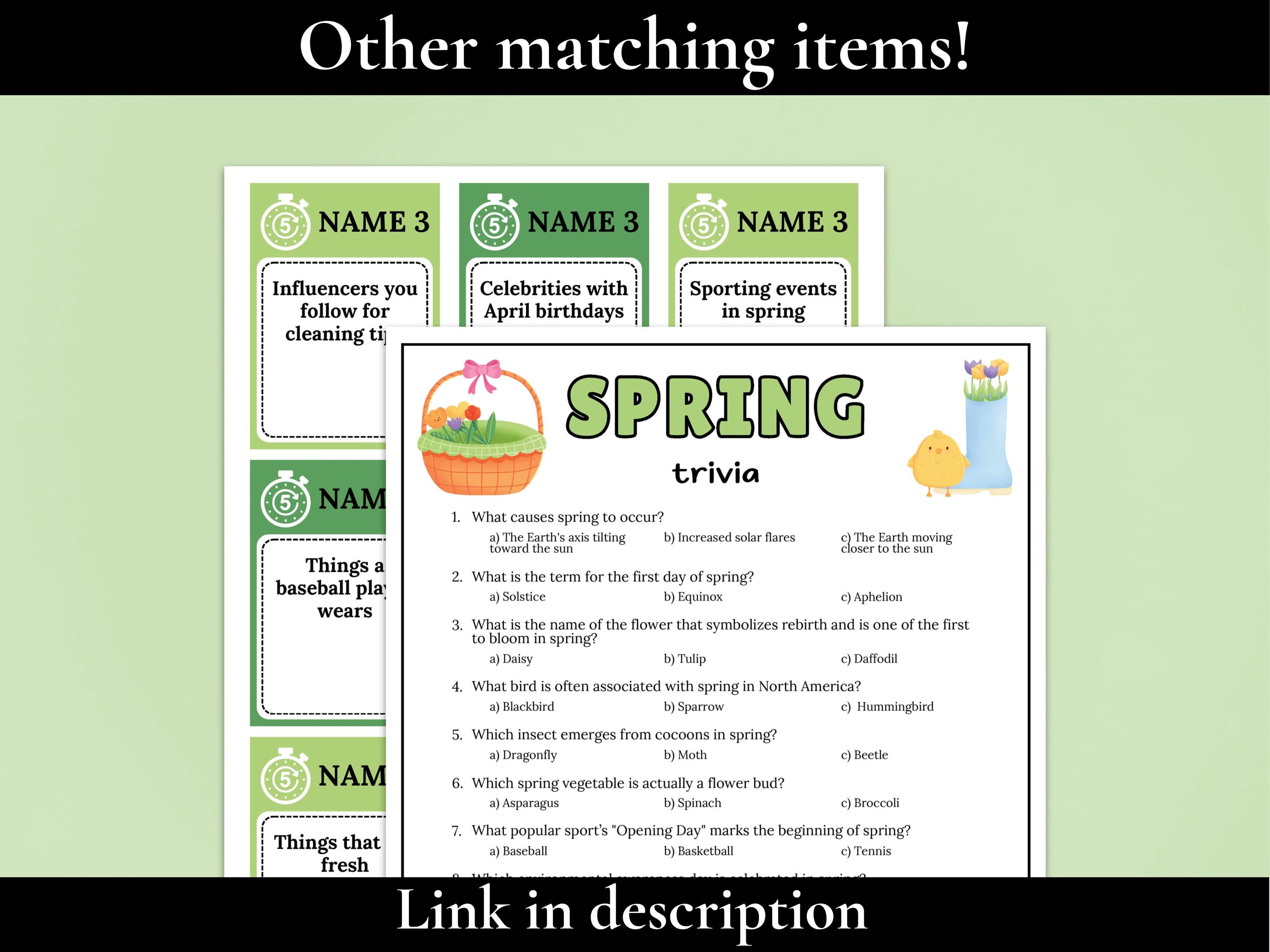 Ice Breaker For Spring Spring Trivia Game, Which Came First Spring Game, Spring Party Games ...