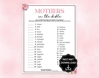 Mothers of the Bible Game, Mother's Day Bible Trivia Game, Christian Mother's Day Activity, Women's Ministry Game, Mother's Day Brunch Games