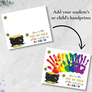 St Patrick's Day Handprint Art, Rainbow Pot of Gold Handprint Keepsake,St Patrick's Day Activity,Daycare Preschool Craft for Kids & Toddlers image 4