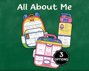 All About Me Worksheet Printable, First Day of School Activity,Back To School Bulletin Board,Student Interview Favorite Things Questionnaire