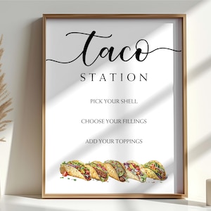 Taco Bar Schild mit Tischkarten, Taco USA Party Schild, druckbares Fiesta Party Schild, Hochzeit Taco Bar Schild, Fiesta Geburtstagsparty Schilder