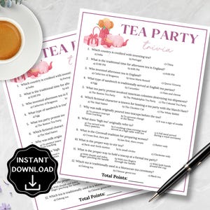 High Tea Trivia Tea Party Trivia Game, Tea Party Game, Ladies Luncheon Game,tea Party ...