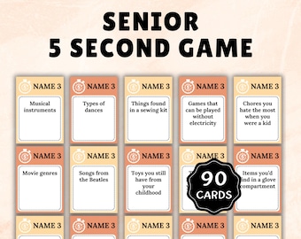Senior 5 Second Game, Games for Senior Night, Senior Birthday Game, Seniors Memory Game,Senior Center Icebreaker Activity for Elderly People