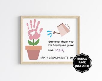 Grandma Handprint Art, Grandparents' Day Flower Handprint Craft for Grandma, Mother's Day Activity, Preschool Activities for Kids & Toddlers
