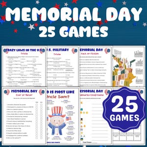 Memorial Day Game Bundle, Memorial Day Trivia Game, Memorial Day Games for the Office, Memorial Day Activity, Memorial Day Weekend Party