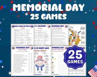 Pacote de jogos do Memorial Day, jogo de perguntas e respostas do Memorial Day, jogos do Memorial Day para o escritório, atividade do Memorial Day, festa de fim de semana do Memorial Day