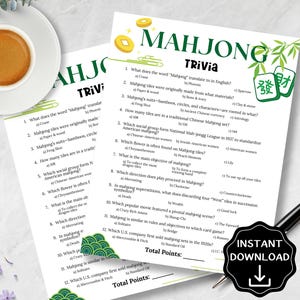 Mahjong Trivia Game, Mahjong Party Game, Mahjong Birthday Party, Girls Night Games, Printable Team Building Games, Senior Center Activity image 5