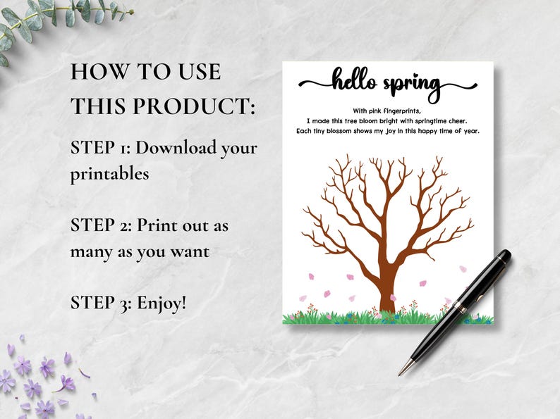 Spring Fingerprint Spring Fingerprint Craft, Cherry Blossom Tree Handprint Art, Spring ...