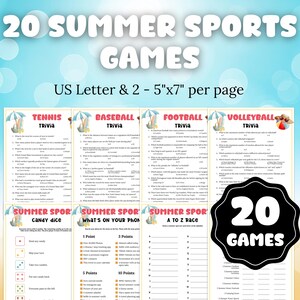 Summer Sports Trivia Game Bundle, Summer Games for Kids & Adults, Summer Sports and Activities, Summer Class Party Ideas, Summer Camp Party