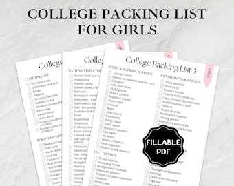 College Packing List for Girls, Dorm Room Checklist for College Students, Moving Checklist for Dorm Essentials, College Dorm Decor Checklist