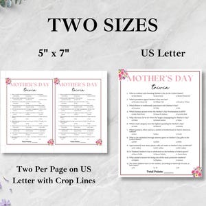Mother's Day Trivia, Mother's Day Game, Mother's Day Activities for Kids & Adults, Mother's Day Brunch Games, Mother's Day Tea Party Games image 2