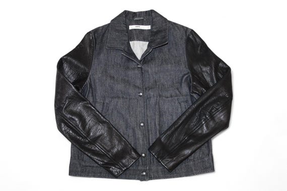 Hope Stockholm Pen Coat Black Denim Jacket Leather Sleeves - Etsy