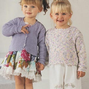 Girl&#39;s Cardigan & Sweater Knitting Pattern  DK / 8 ply yarn PDF Pattern chest size 20-30 inches