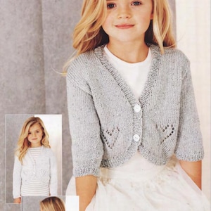 Wunderschöne Easy Knit Mädchen Strickjacke - zwei Muster - digitaler download - Strickmuster - einfaches Strickmuster für Anfänger