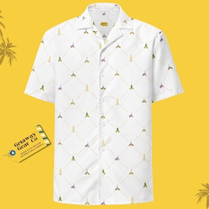 Epic Universe Inspired Hawaiian Shirt White | Portals Button-Up Vacation Shirt | UPF 50+ Sun Shirt