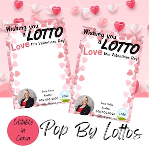 ロト不動産業者、紹介していただいたロトに感謝、Canva テンプレート、クライアントへの感謝、宝くじギフト、楽しいパーティーの記念品、ロト バレンタイン カード
