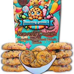 Chocolate Chip Oatmeal Walnut Cookies - Fresh Baked Homestyle Cookies Gourmet, Soft, and Chewy Cookies - Perfect for Snacks, Gifts