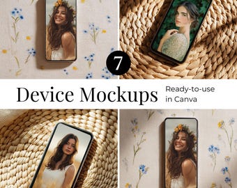 Device Mockups Canva, Digital Mockups, iPhone Mockups, Etsy Listing Mockups, Canva Digital Product Mockups, Premium Mockup, Aesthetic Mockup