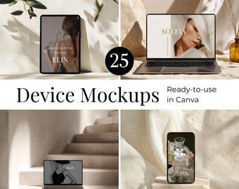 Canva Macbook Mockup, Geräte Mockups Canva, Listing Präsentation, Digitale Mockups, iPhone Mockup, Laptop Mockup, Tablet Mockup, iPad Mockup