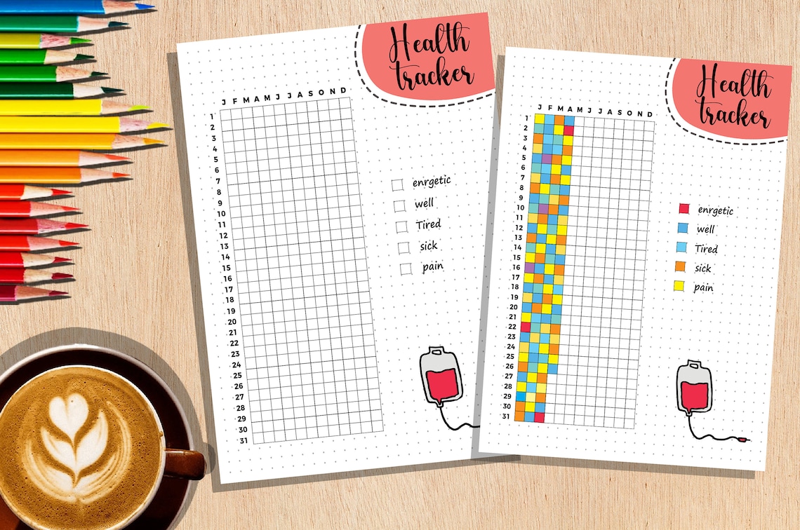 Health Tracker - Printable A4 &amp; A5 - Digital Tracker - Etsy