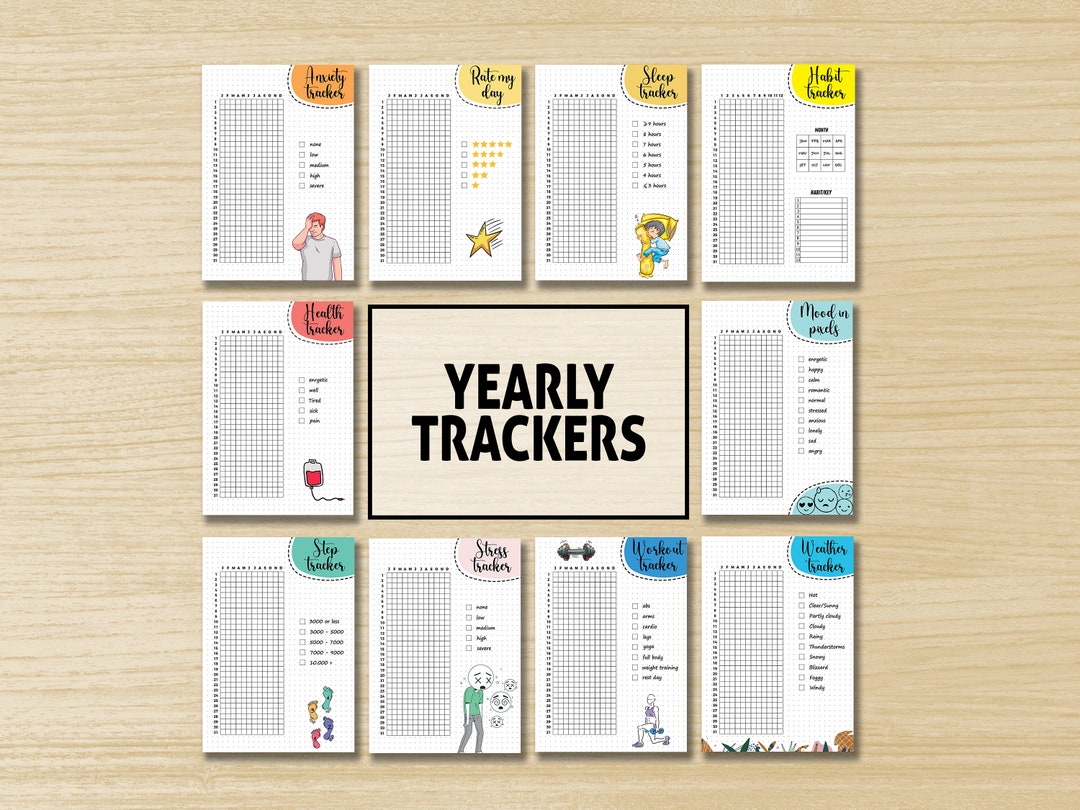 Yearly Trackers Bundle - Printable A4 & A5 Journal Pages - Etsy Australia