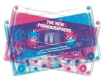 New Pornographers gig poster (live show screenprint Neko Case Montreal Canada cassette tape)