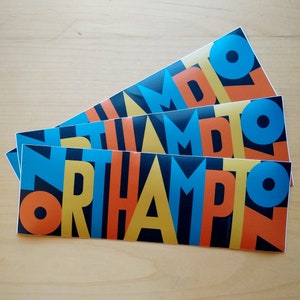 Northampton, Massachusetts - set of three bumper stickers [western mass, pioneer valley, noho, hamp, typography]