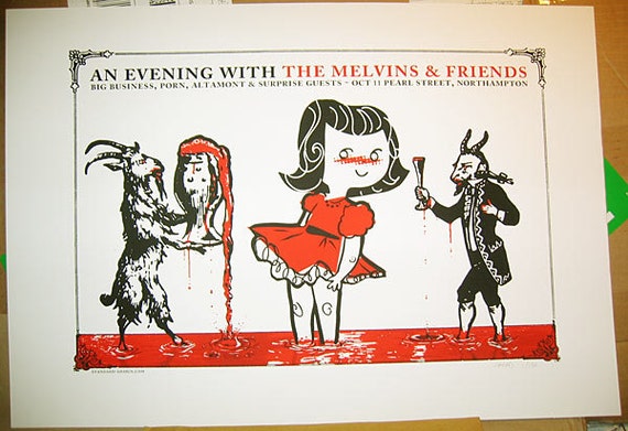 Melvins - gigposter (screenprinted blood flood evil metal rock poster!)
